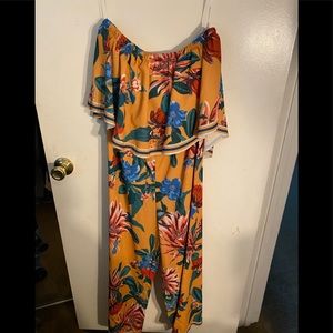 Brand-new off the shoulder float wide leg jumpsuit